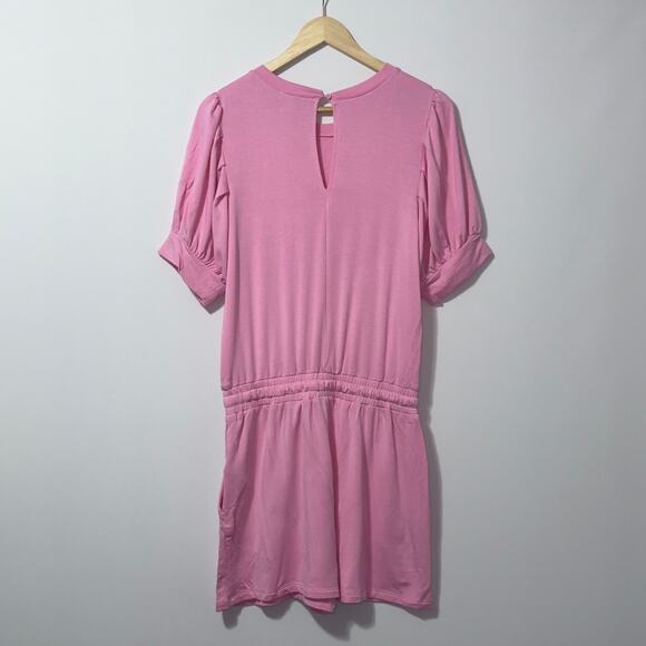 Daily ritual pink puffy sleeve short romper women’s size medium - Picture 2 of 9